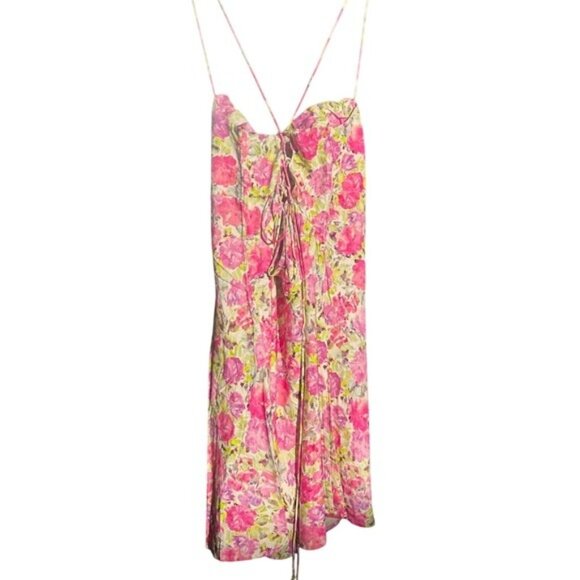 For Love & Lemons Paulina Floral Spaghetti Strap Backless Mini Dress Sizes XS M - Picture 8 of 14